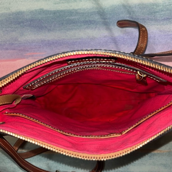 Dooney & Bourke Black Pebbled Leather Crossbody Bag Wide Black & Tan Purse - Picture 11 of 15